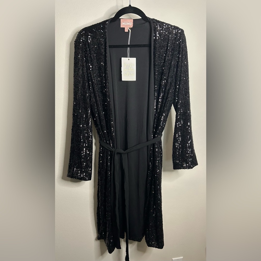 NWT Show Me Your Mumu Black Sequin Wrap